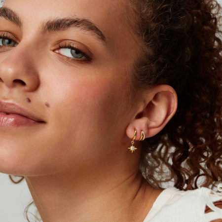 Crystal Star Hoops Silver